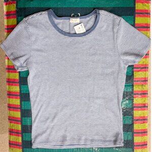 John Galt Brandy Melville Baby Tee Blue Striped Hailie Short Sleeve Top NWT